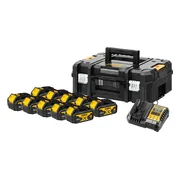 DeWALT DCB182PAK Starterset 10x DCB182 Accu 4.0Ah 18V XR + Multilader DCB1104 in TSTAK