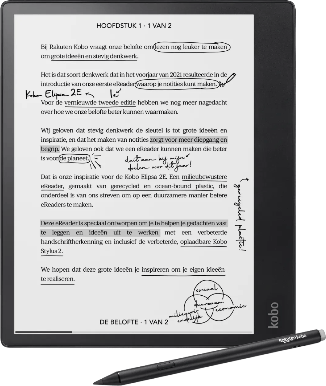 Kobo Elipsa 2E met Kobo Stylus 2