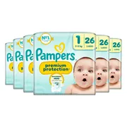 6x Pampers Premium Protection Luiers Maat 1 (2-5kg) 26 stuks