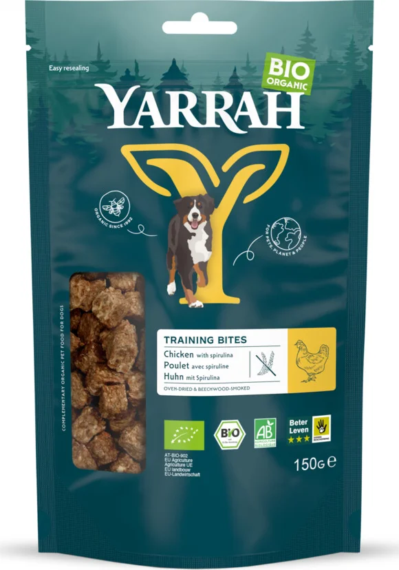 8x Yarrah Hond Bio Oven-Dried Chicken Training Bites 150 gr