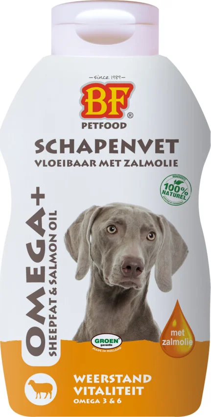 BF Petfood Vloeibaar Schapenvet met Zalmolie Weerstand Vitaliteit 500 ml