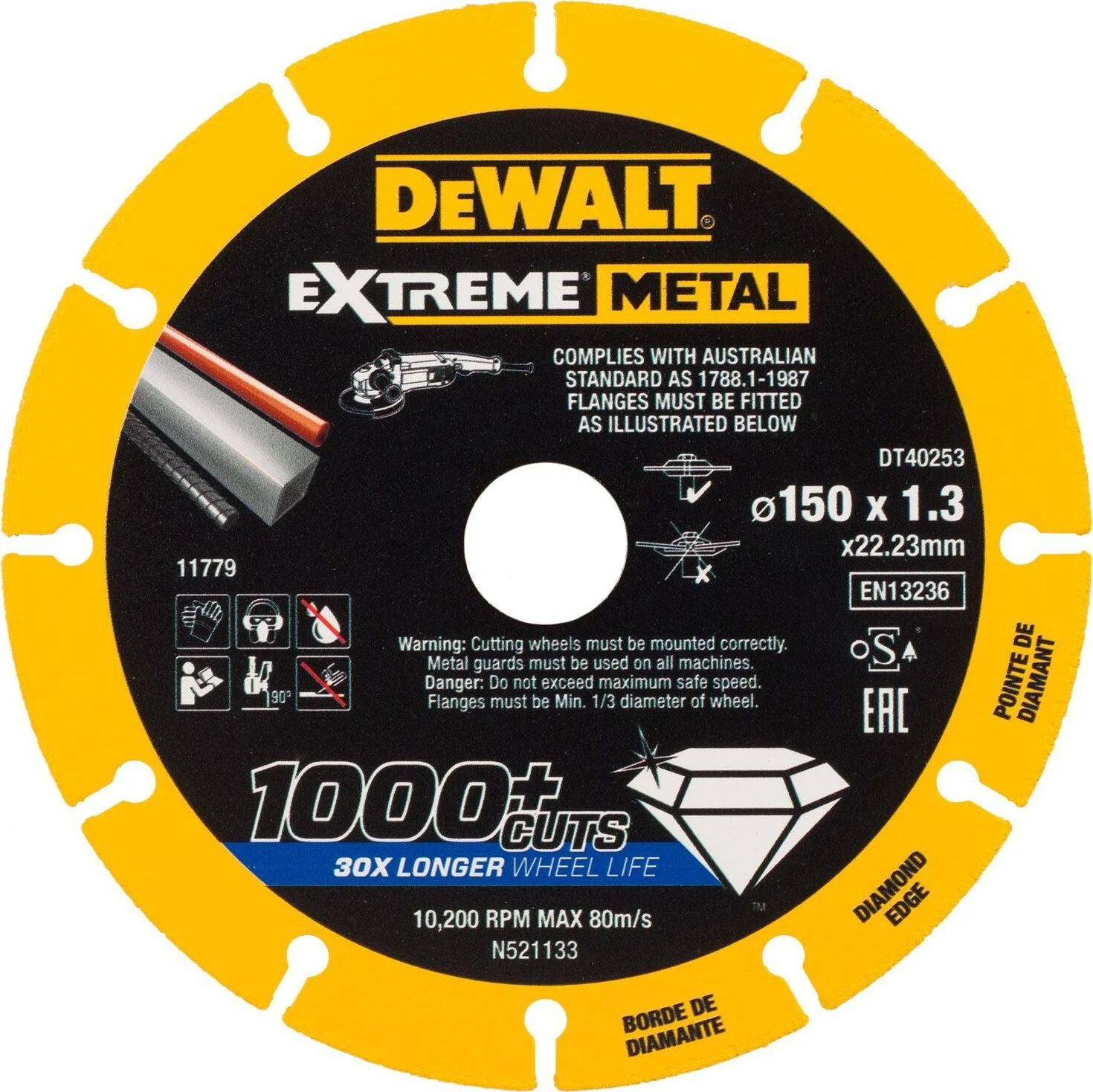 DeWALT DT40253 EXTREME™ Metal Diamant Doorslijpschijf 150mm