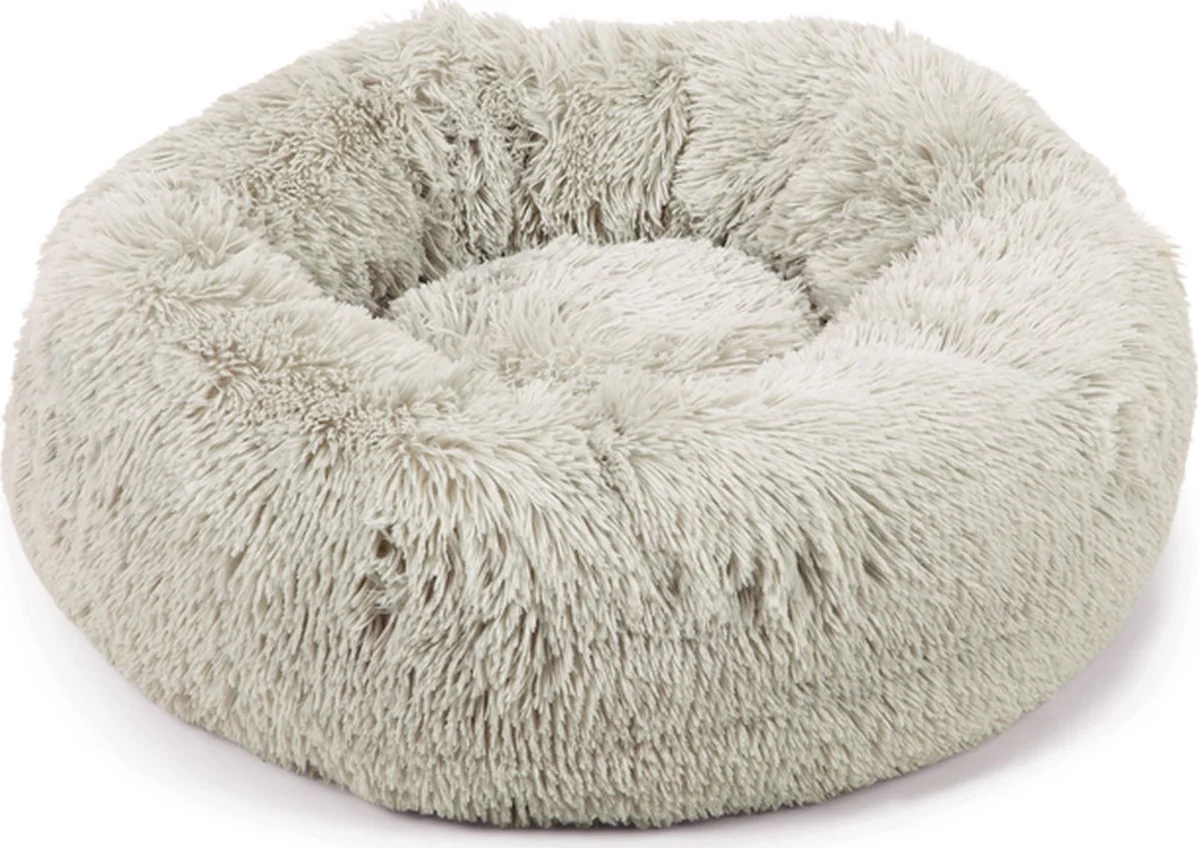 Beeztees Yali - Hondenmand - Pluche - Fluffy - Lichtgrijs - Diam. 60 cm