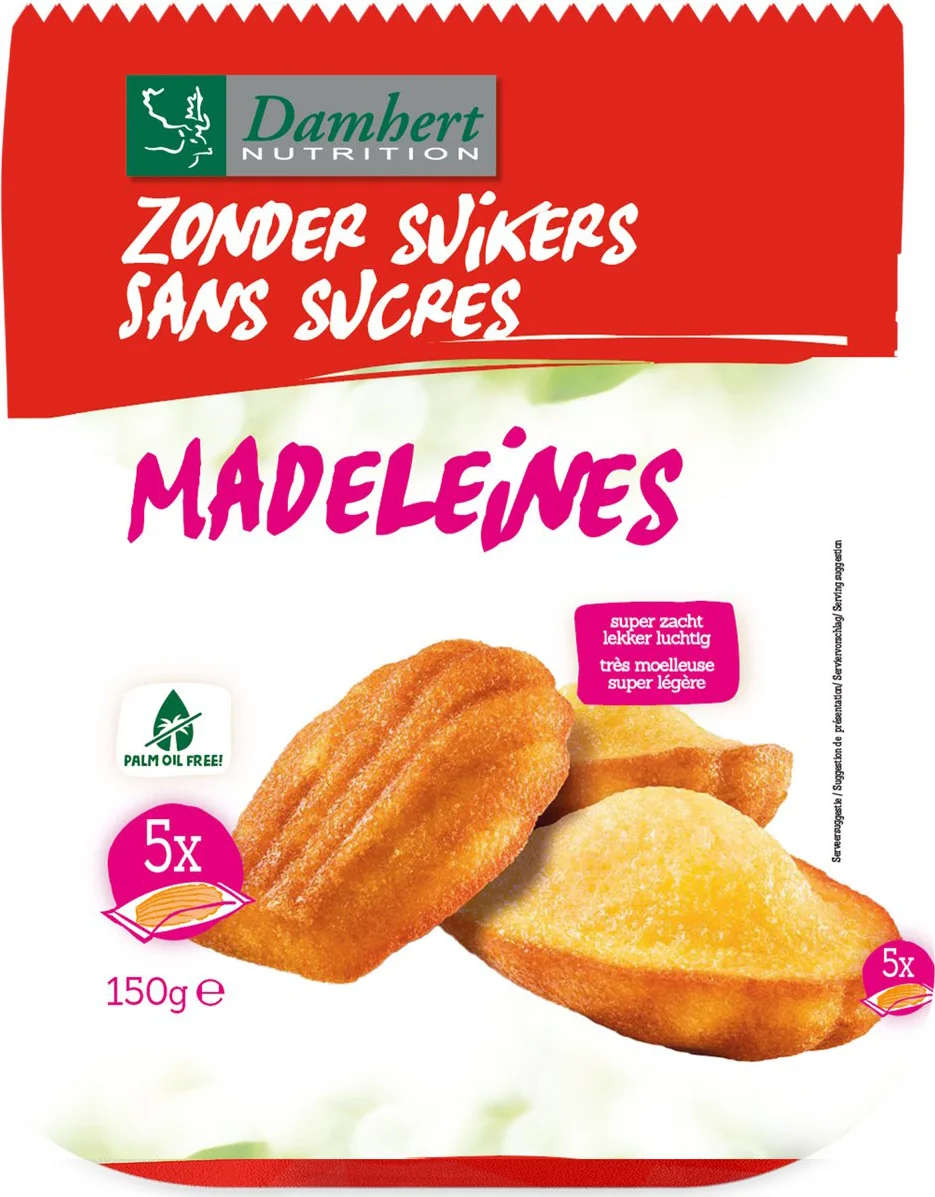 Damhert Glutenvrije Madeleines Suikervrij 150GR