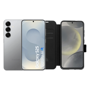 Samsung Galaxy S25 256GB Zilver 5G + BlueBuilt Book Case Zwart