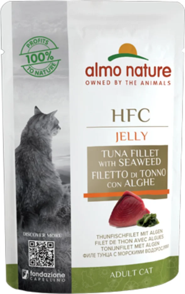 48x Almo Nature HFC Kattenvoer Nat in Gelei Tonijnfilet & Algen 55 gr