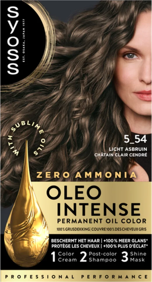 3x Syoss Oleo Intense Haarverf 5-54 Licht Asbruin