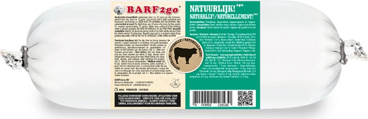 10x BARFmenu 2Go Hondenvoer Nat Natuurlijk! 900 gr