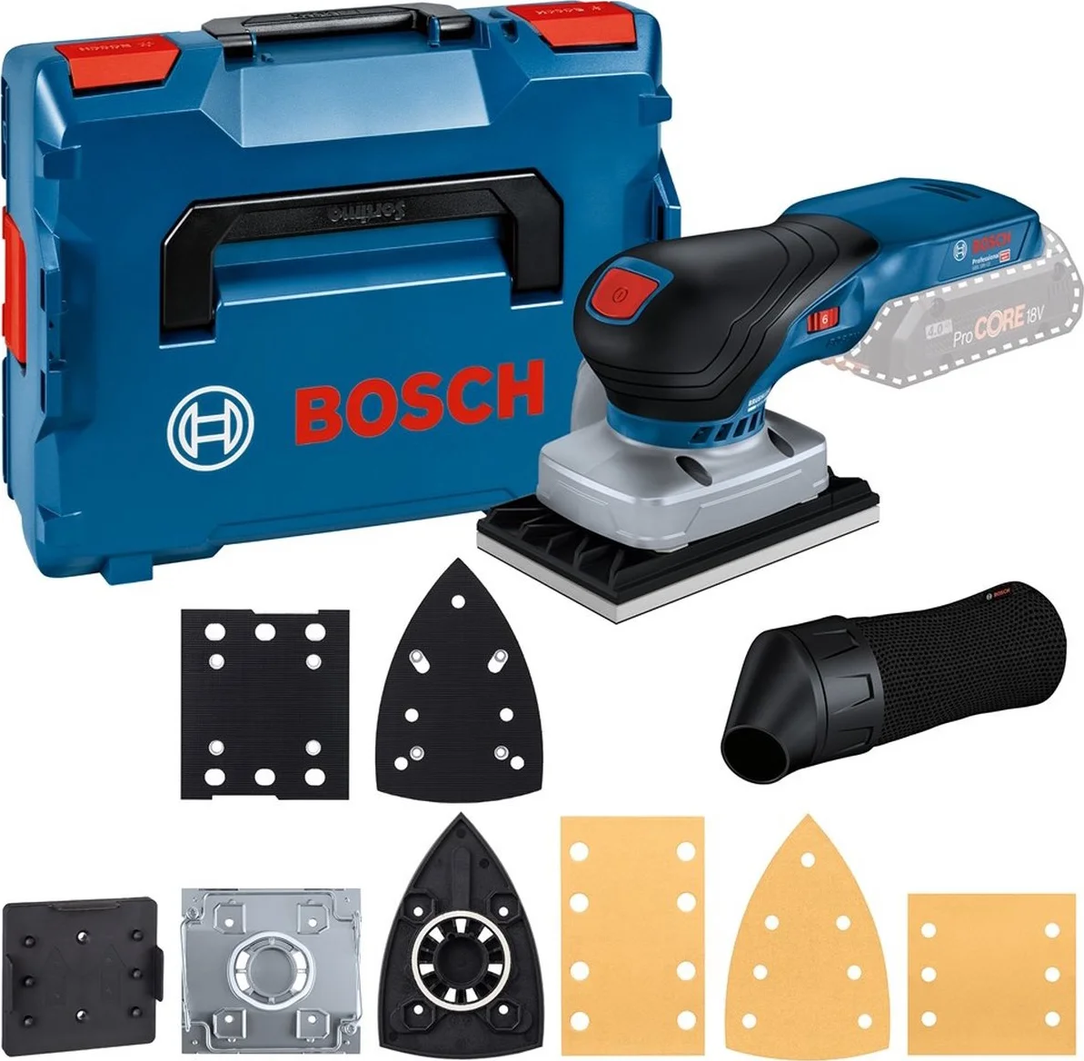 Bosch Professional GSS 18V-13 Accu vlakschuurmachine + accessoires 18V Basic Body in L-Boxx - 06019L0101