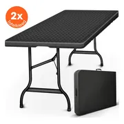 Lenx Klaptafel - Inklapbare tafel - 180x75x74cm -Opvouwbare Tuintafel - Vouwtafel - Inclusief handvat en 2 tafelkleden - 6 tot 8 Personen