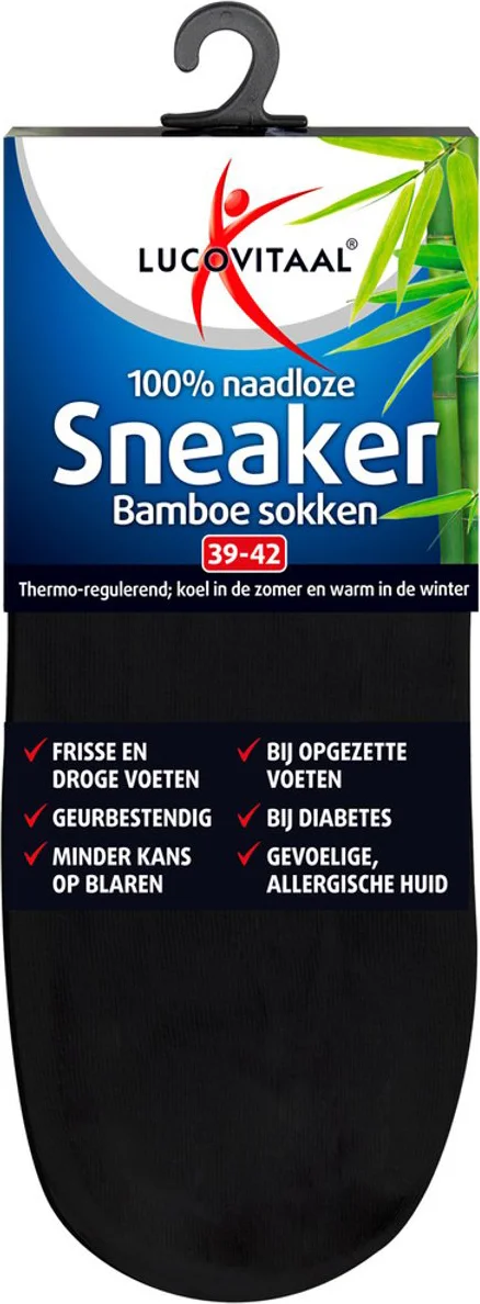 Lucovitaal Bamboe Sneakersok Zwart maat 39-42 1 paar
