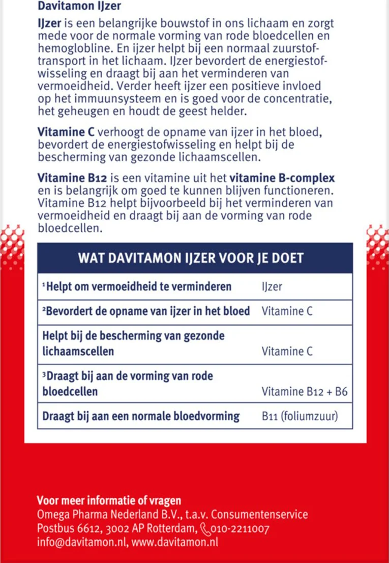 4x Davitamon IJzer Met Vitamine B12 33 tabletten