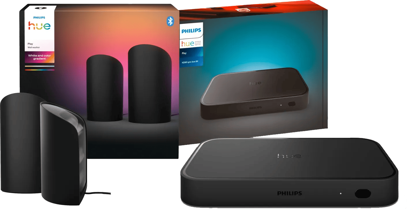 Philips Hue Play Wall Washer Zwart -Duo Pack + HDMI Sync Box 8K
