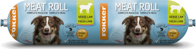 Fokker Meat Roll Hondenvoer Nat Lam - Zalm 350 gr