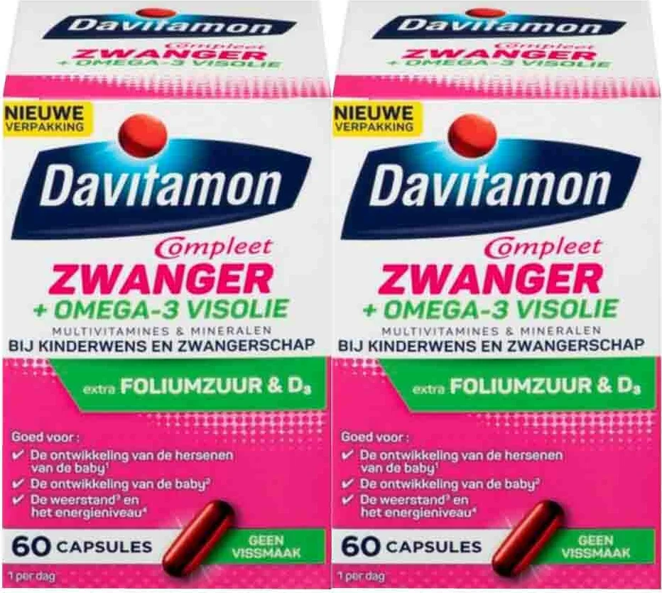 2x Davitamon Compleet Mama Omega-3 Visolie 60 capsules