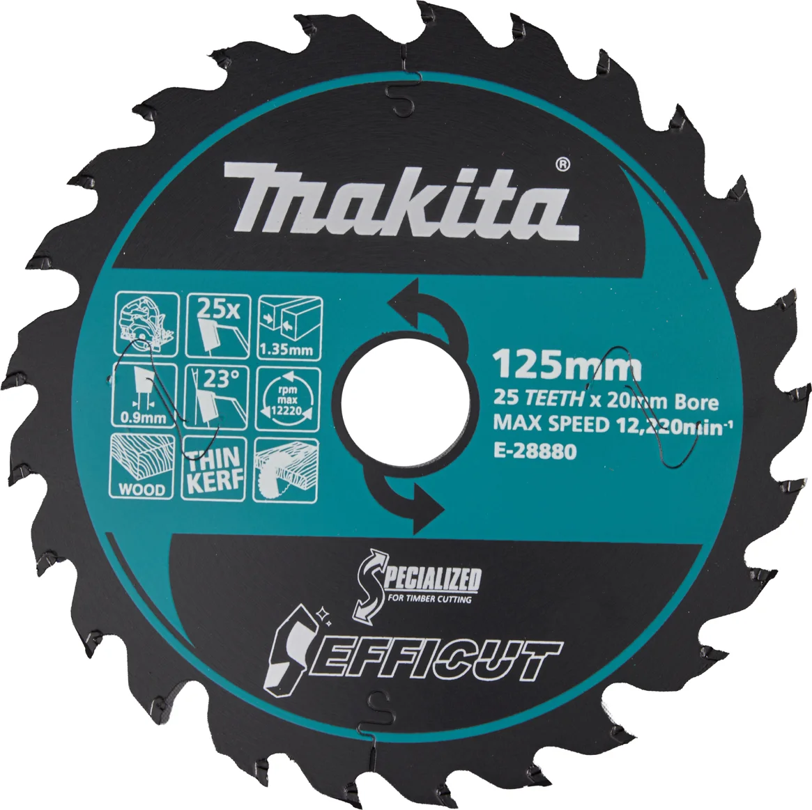 Makita E-28880 Cirkelzaagblad hout | Efficut | 125 x 20 mm | 25-tands
