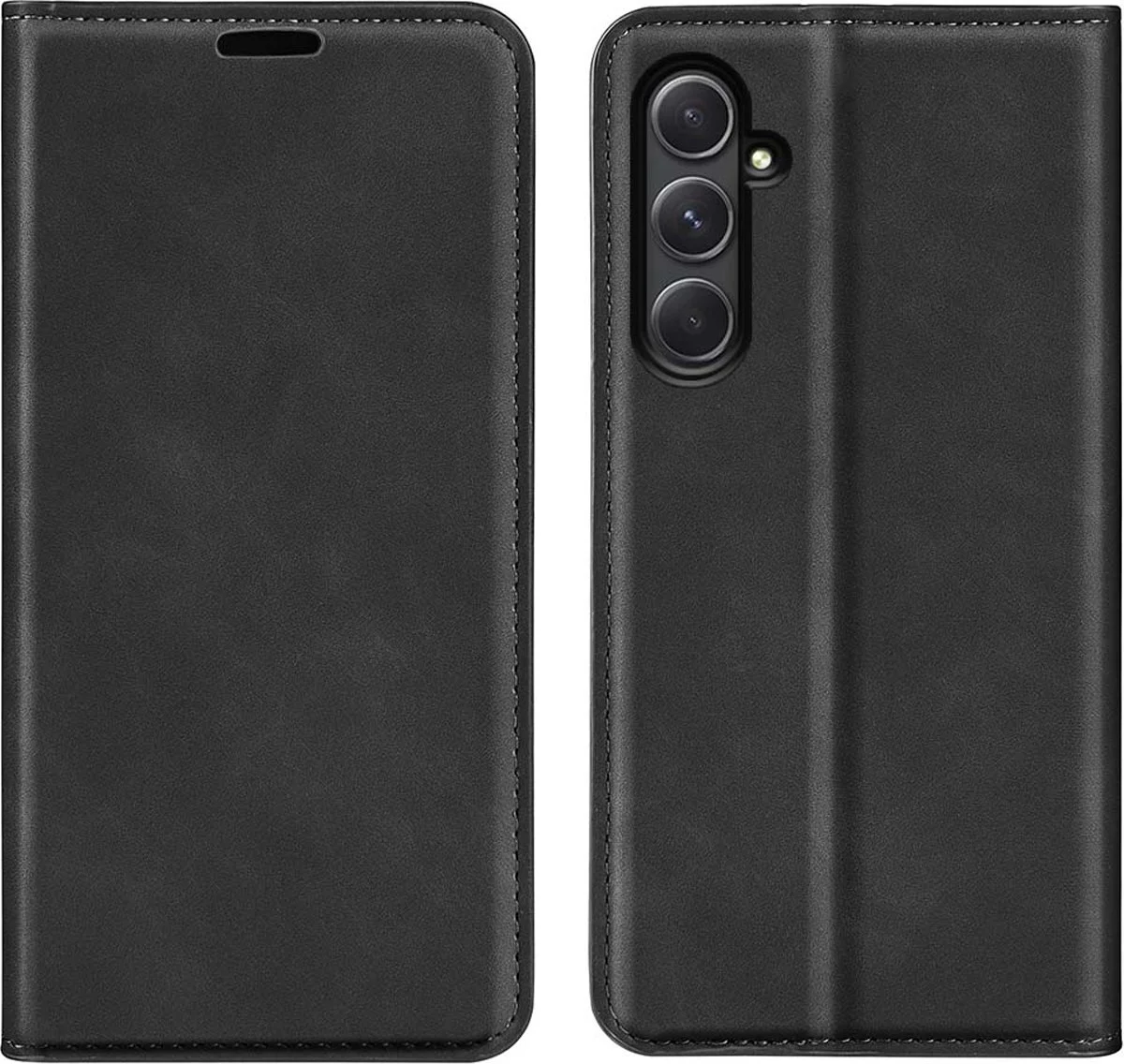 MobyDefend Hoesje - Geschikt voor Samsung Galaxy A55 - Luxe Wallet Bookcase (Magnetische Sluiting) - Zwart