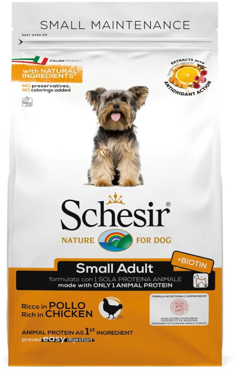8x Schesir Hondenvoer Dry Small Kip 800 gr