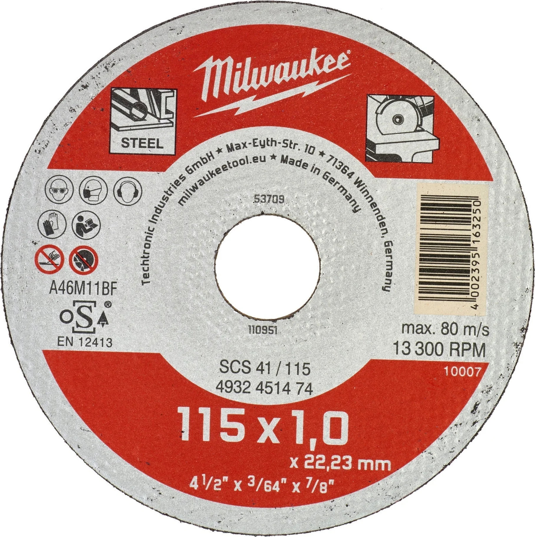 Milwaukee Metaaldoorslijpschijf Baliedisplay SCS 41/115 - 4932451475