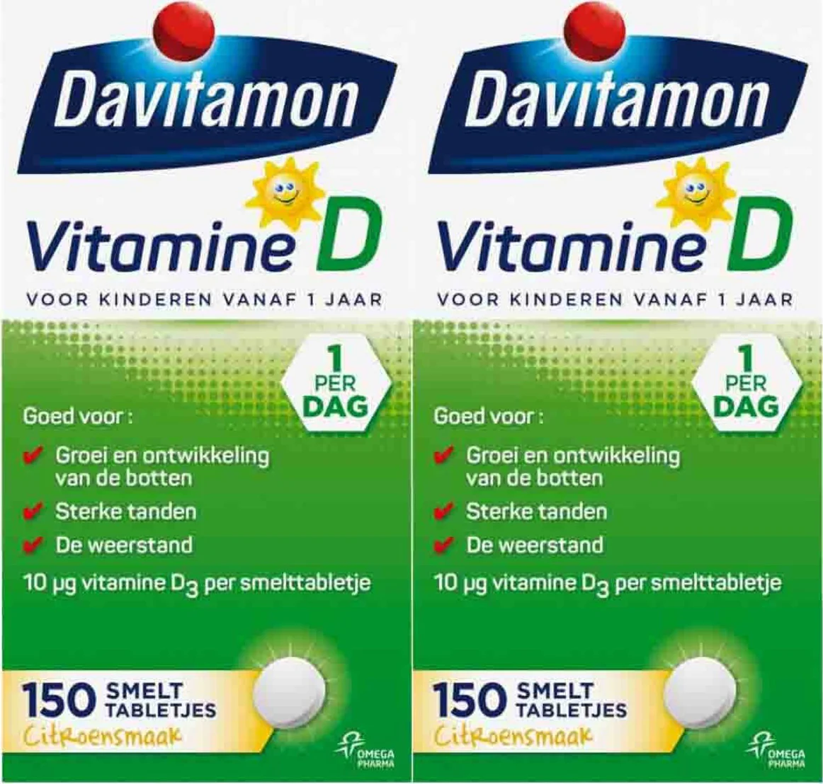 2x Davitamon Vitamine D Kind 150 smelttabletten
