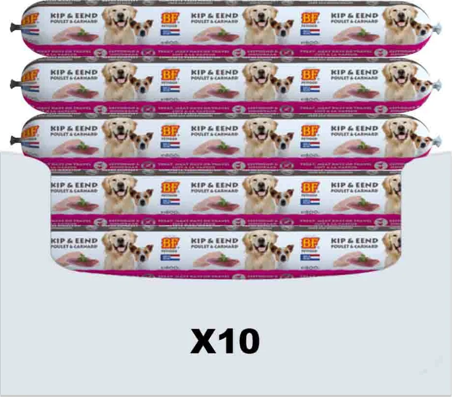 10x BF Petfood Vleesvoeding Eend - Kip 800 gr