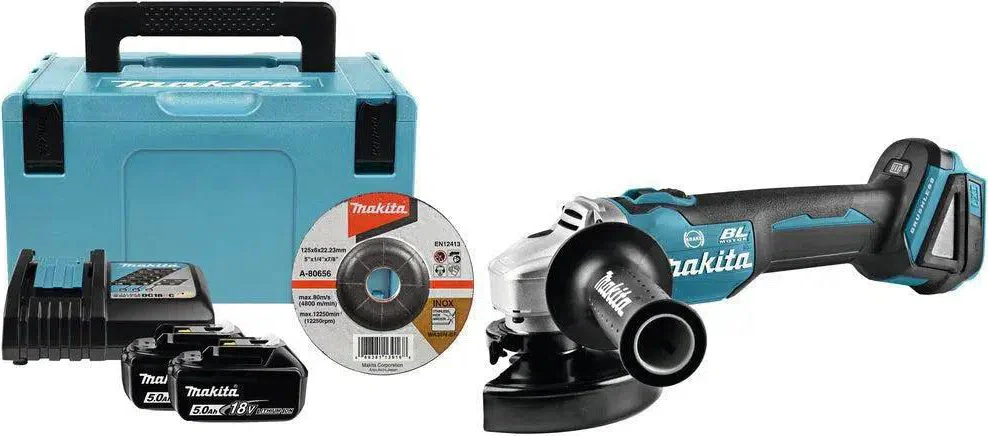 Makita DGA506RTJ Accu Haakse Slijper 125mm 18V 5.0Ah in Mbox