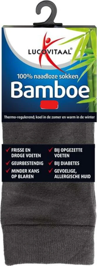 12x Lucovitaal Bamboe Sok Lang Antraciet Maat 39-42 1 paar