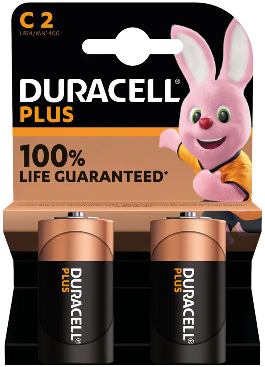 Duracell Alkaline Batterijen Plus 100 C 2 stuks