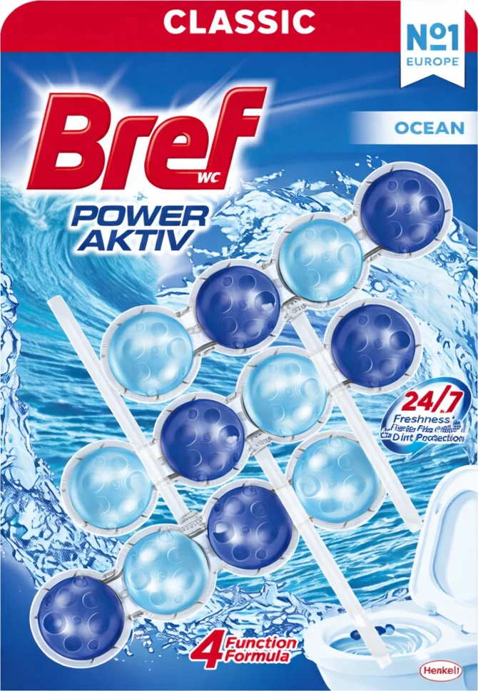Bref Toiletblok Active Blue Ocean 3 stuks