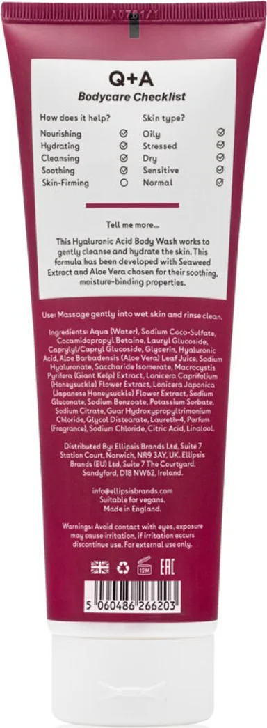 Q+A Hyaluronic Acid Body Wash 250 ml