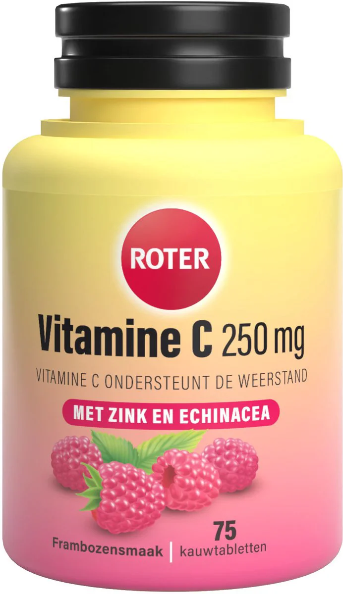 Roter Vitamine C 250 mg Weerstand Framboos 75 kauwtabletten