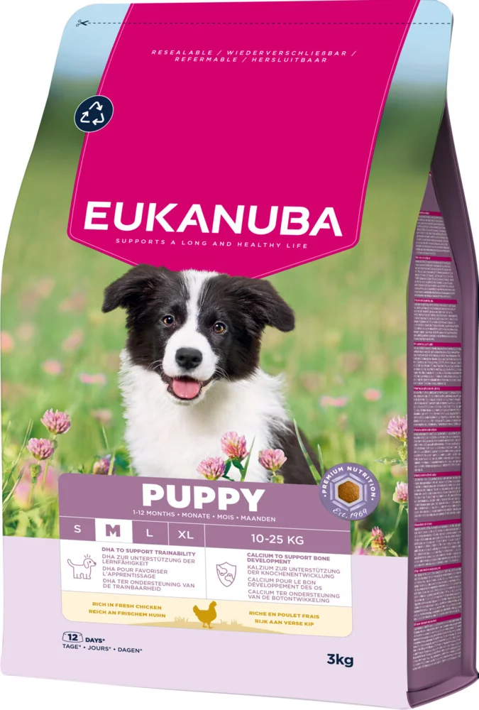 3x Eukanuba Hondenvoer Droog Life Care Dog Puppy Medium Kip 3 kg