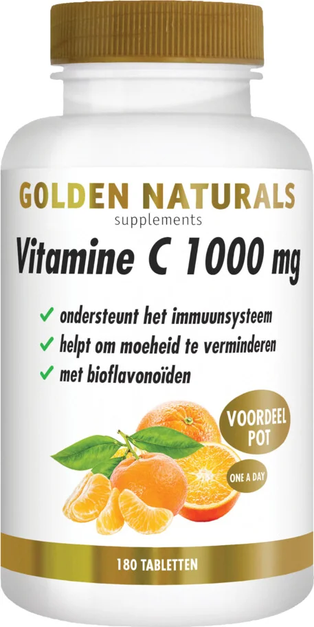 2x Golden Naturals Vitamine C 1000mg Bioflavonoïden Vegan 180 tabletten
