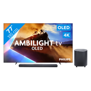 Philips Ambilight 77'' OLED760 4K (2025) + JBL Bar 800 MK2 Zwart