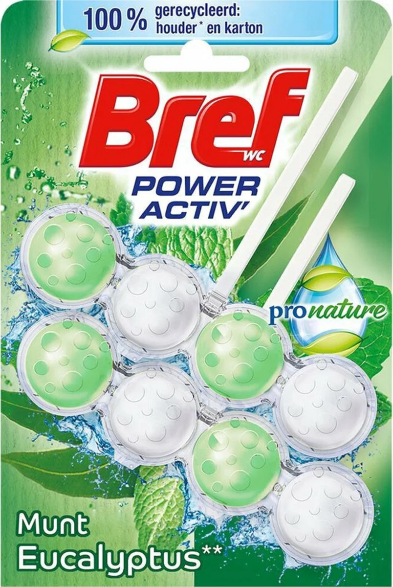 Bref Toiletblok Power Activ Pro Nature Munt Eucalyptus 2 stuks