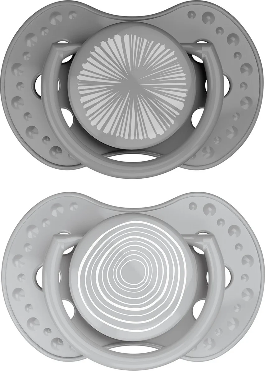 Difrax LOVI Dynamic Pacifier 0-3 months Harmony Dark Grey Light Grey - Fopspeen 2ST