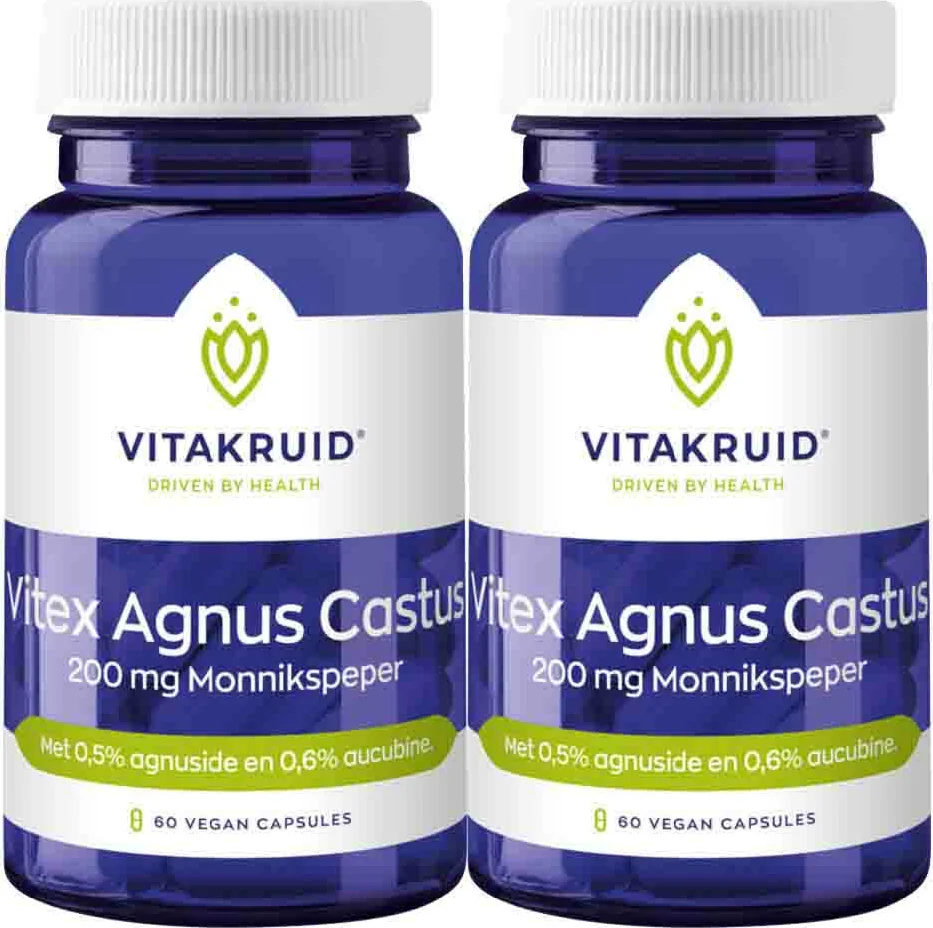 2x Vitakruid Vitex Agnus Castus 200 mg Monnikspeper 60 vegancapsules