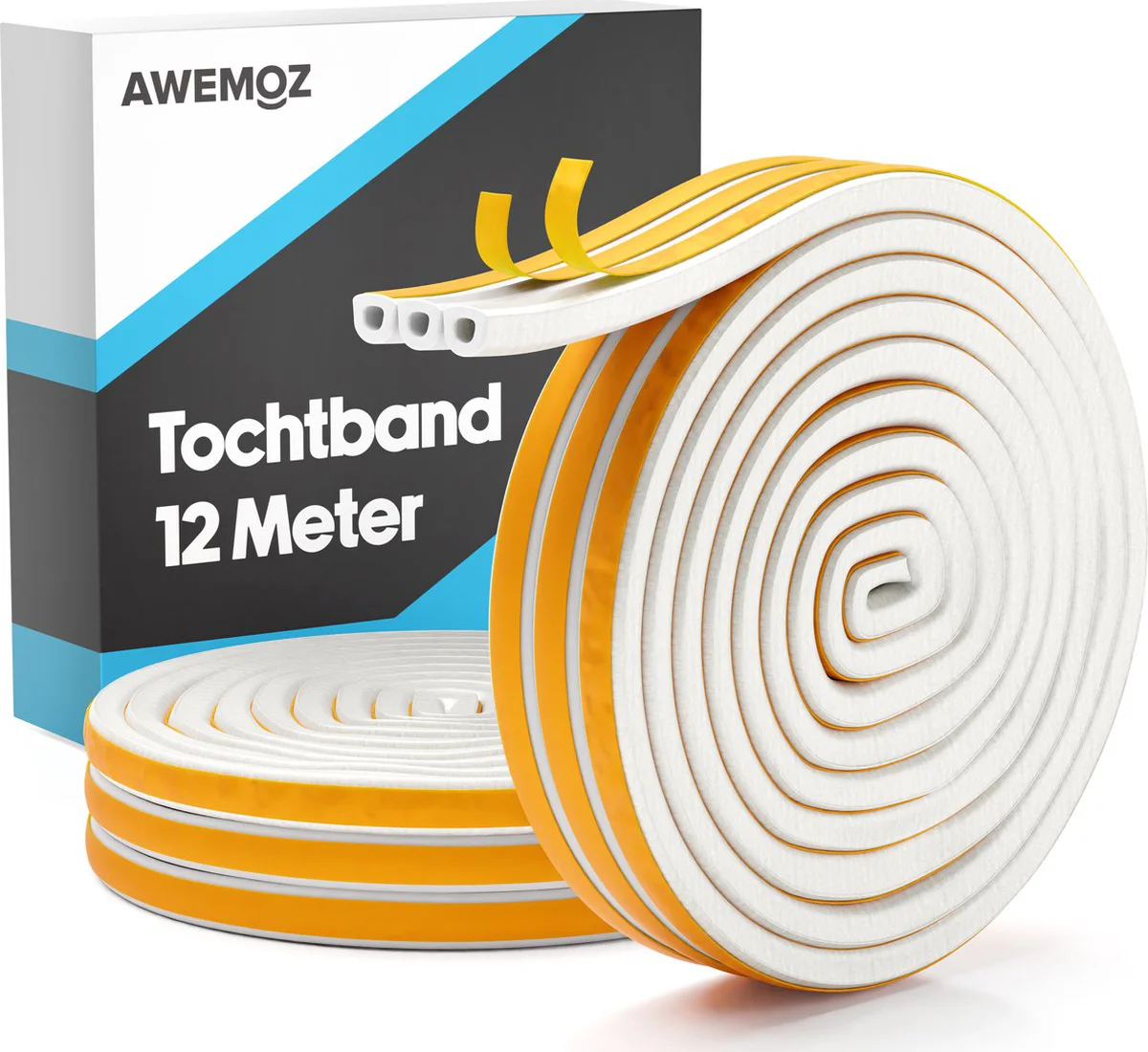 AWEMOZ Tochtband 12 Meter Lang - Tochtband Zelfklevend - Tochtstrips voor Deuren - Zelfklevend - Tochtstopper - Tochtrol - Tochtstrip - Tochtwering - Hoogwaardig Foam