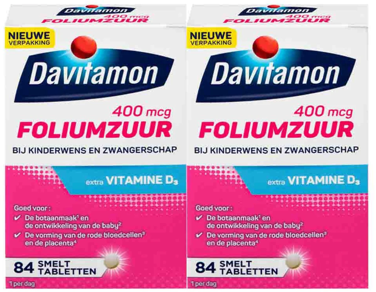 2x Davitamon Foliumzuur 84 smelttabletten