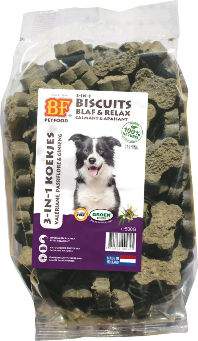 12x BF Petfood 3-in-1 Koekjes Blaf & Relax 500 gr