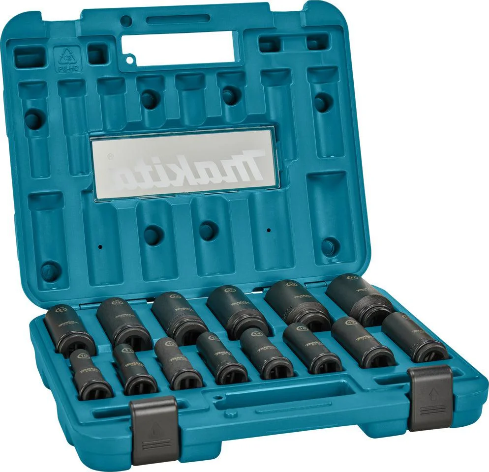 Makita E-16586 Impact Black Krachtdoppenset 81,5mm 10-32mm in Cassette - 14-delig