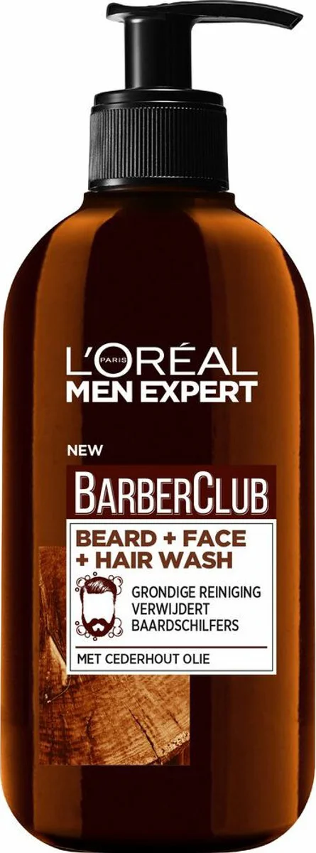 3x L'Oréal Men Expert BarberClub Baard Gezicht & Haar 3-in-1 Wash 200 ml