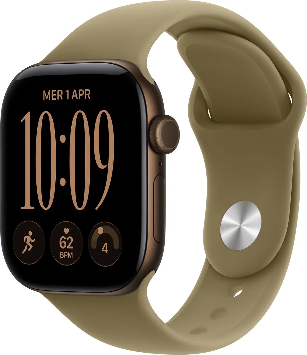 Apple Watch Series 12 42mm Donkerbrons Sportband M/L
