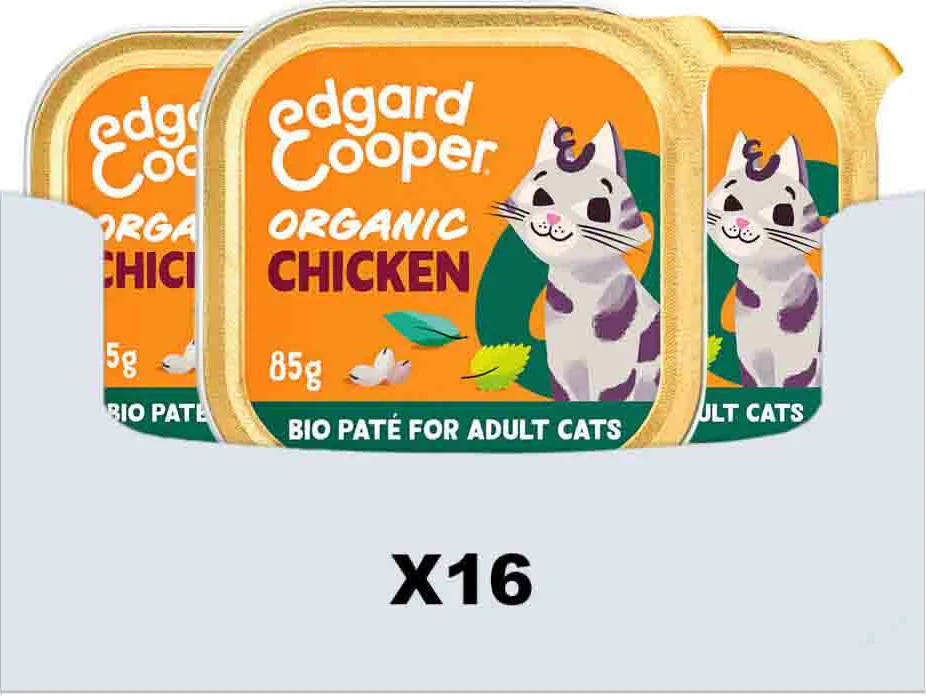 16x Edgard & Cooper Kattenvoer Adult Pate Biologische Kip 85 gr
