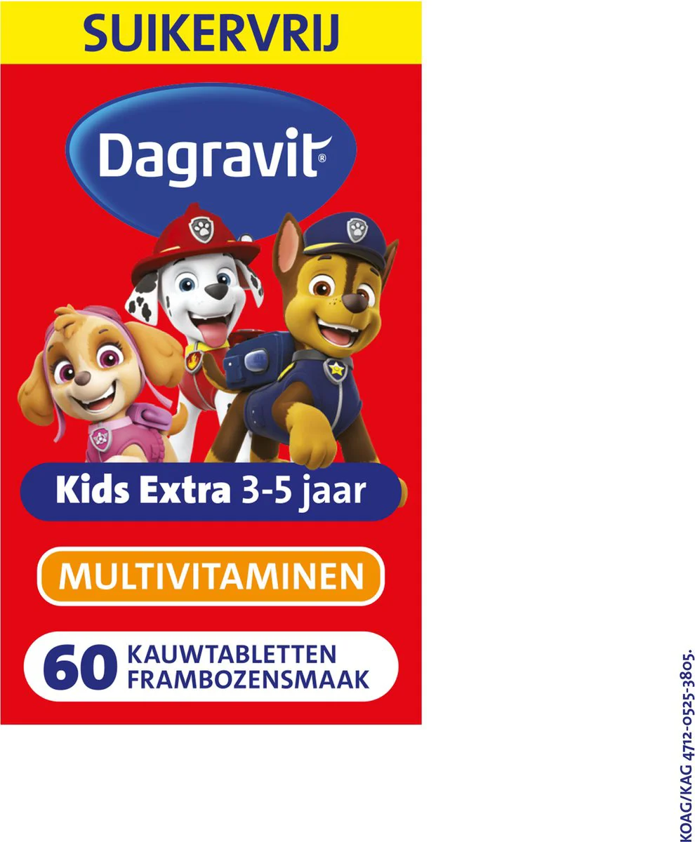 Dagravit Multivitamine Kids Extra 3-5 Jaar Paw Patrol 60 Kauwtabletten