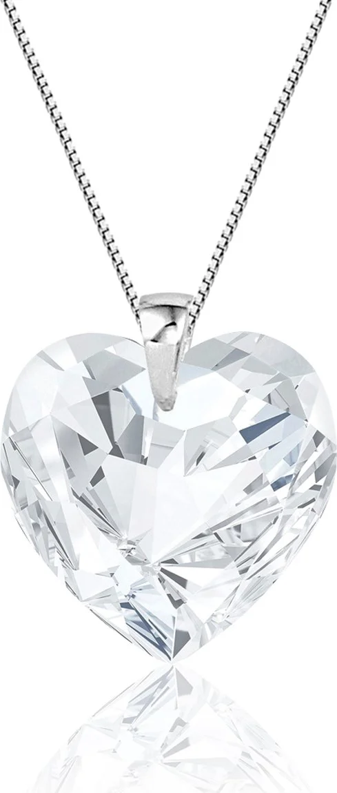 Montebello Ketting Posidonia - 925 Zilver Gerhod.- Swarovski Hart - Ø18mm - 45cm