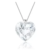 Montebello Ketting Posidonia - 925 Zilver Gerhod.- Swarovski Hart - Ø18mm - 45cm