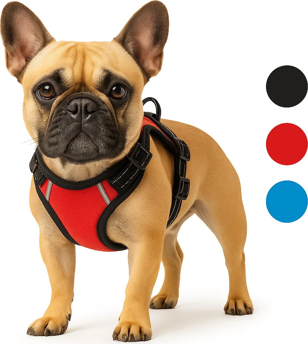 Harnas hond – honden tuigje – harnas hond anti trek – hondentuigjes – hondentuig anti trek – Flamingo Balou – rood – maat M – A:32-56cm B:50-65cm