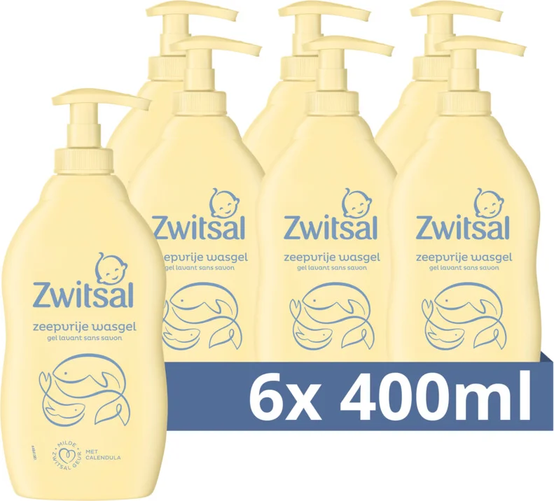 Zwitsal - Zeepvrije Wasgel - Baby - 6 x 400 ml