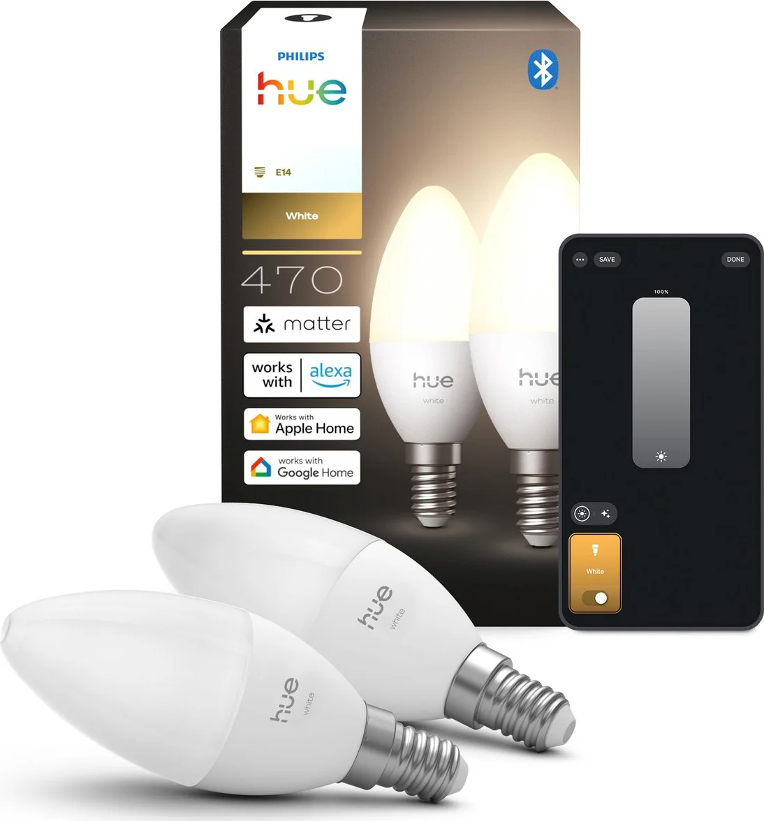 Philips Hue Kaarslamp White E14 Duo Pack